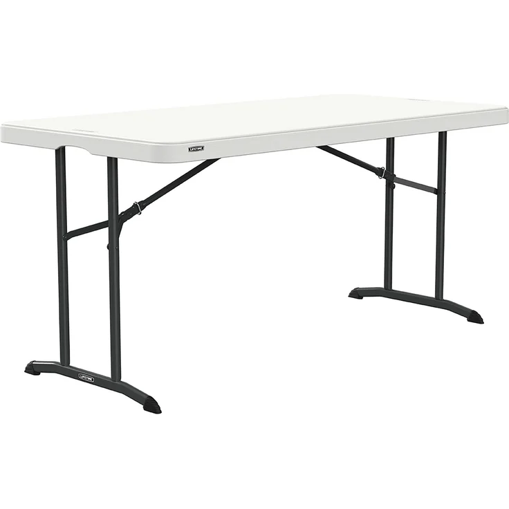 LIFETIME Rechteckiger Tisch mit klappbaren Beinen, 152 x 76 x 74 cm, weiße Tischplatte aus HDPE-Polyethylen