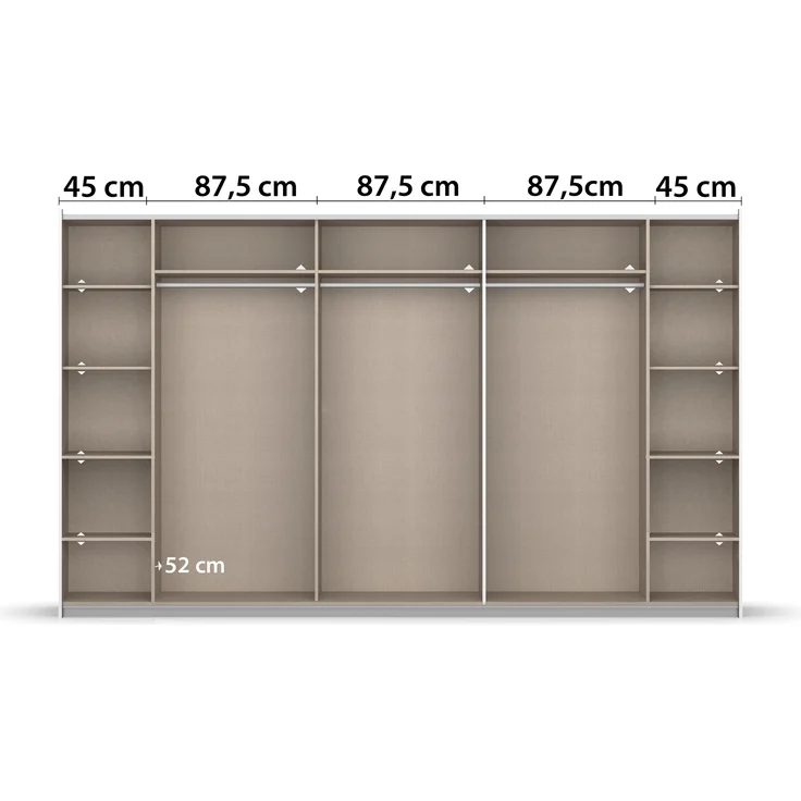 rauch 'Kronach' Kleiderschrank, 4-türig, Holz, 354 x 210 x 59 cm, Weiß / Weiß, mit Spiegel – Bild 6