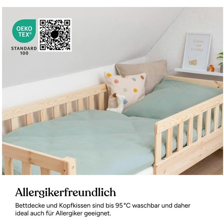 Ehrenkind Steppbett + Kopfkissen Kinder-Steppbetten-Set in verschiedenen Ausführungen, Decke + Kissen, Bezug: Kinder-Set, Kinder Bettdecke 100x135 cm, Kinderbettdecke + Kissen 40x60 cm – Bild 3