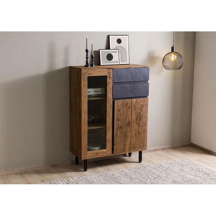 Highboard Sheesham 100x40x135 natur unbehandelt LICHTENBERG #100 – Bild 2