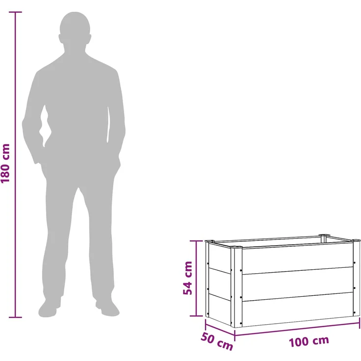 vidaXL Hochbeet Braun 100 x 50 x 54 cm WPC und Aluminium 42038996 – Bild 7