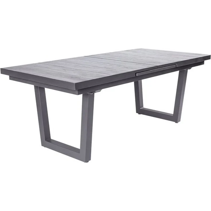 KERAMO Ausziehtisch 100x200, Platte Keramik Holzoptik dunkelgrau, Alu- Gestell V-Fuß, Synchronauszug – Bild 4