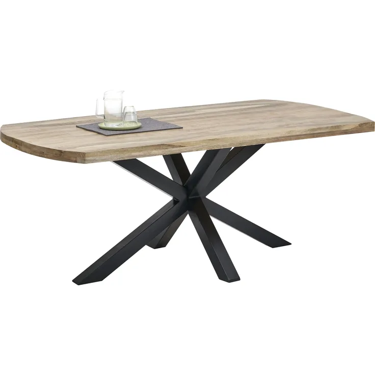 Esstisch >Veneti< in schwarz, Mango 40mm aufgedoppelt - 200x77x100cm (BxHxT)