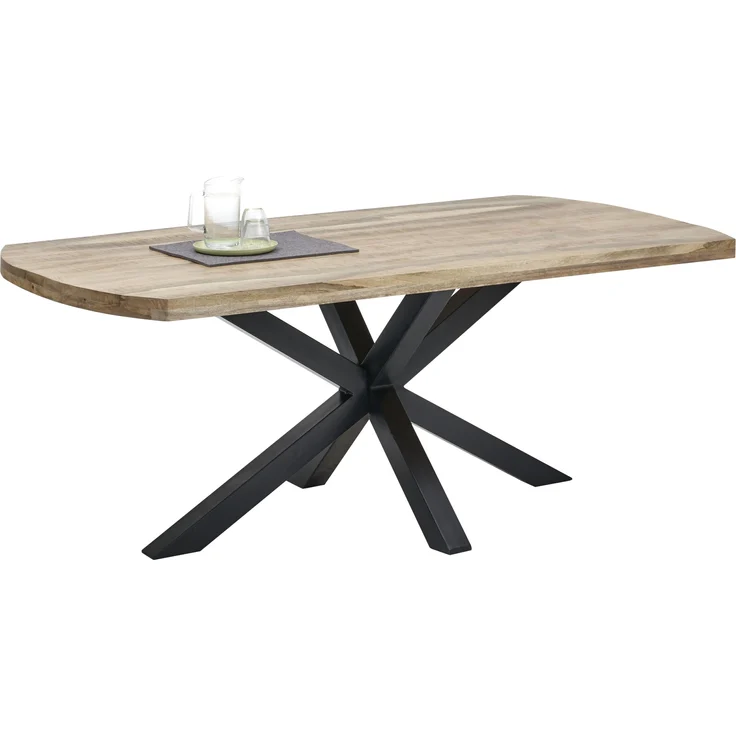 Esstisch >Veneti< in schwarz, Mango 40mm aufgedoppelt - 200x77x100cm (BxHxT) – Bild 1