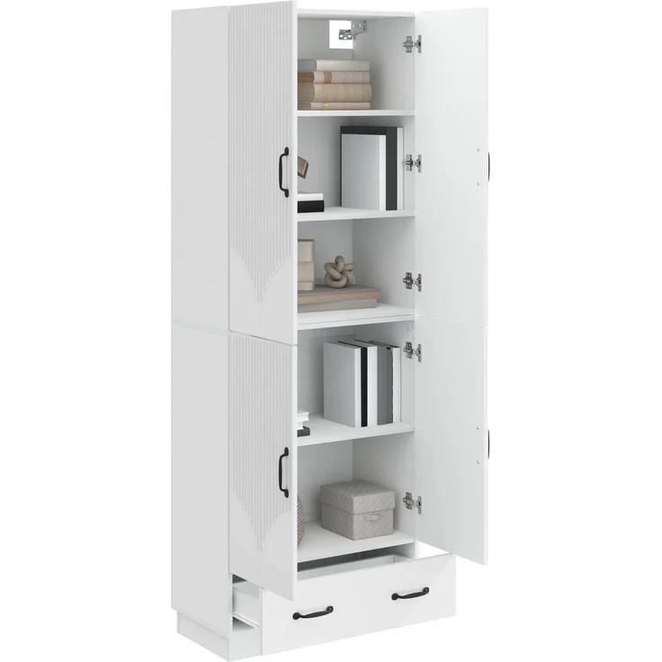 vidaXL Schrankset 2 pcs Hochglanz Weiß Holzwerkstoff 3416776 – Bild 2