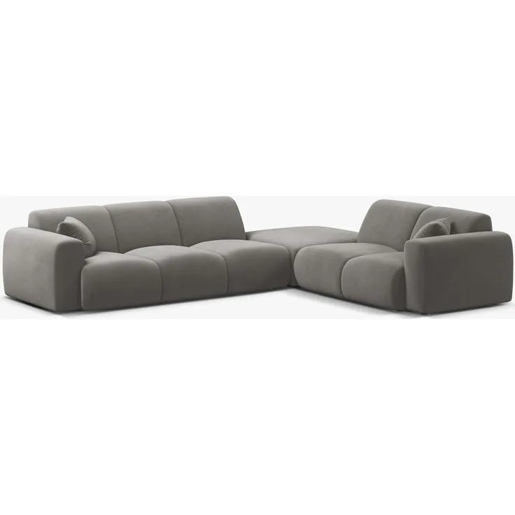 Micadoni Ecksofa Molino 6-Sitzer Samt Casino Grau Rechts