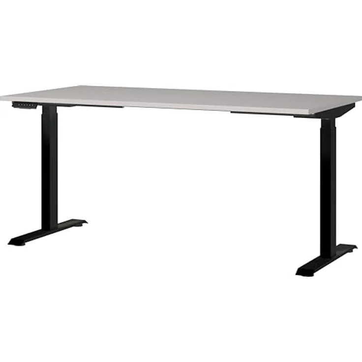 Germania Schreibtisch 7908-630, in Kaschmir/Schwarz, EL. höhenverstellb, 160 x 120 x 80 cm (BxHxT) – Bild 2