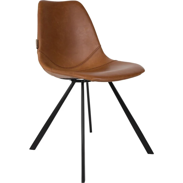Dutchbone Esszimmerstuhl Franky im 2er-Set, Kunstleder Braun mit schwarzem Stahlgestell im Vintage-Look für Wohnzimmer – Bild 1