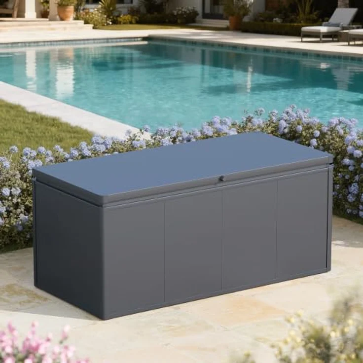 Weide Noble Gartenbox 830 L, wetterfeste Aufbewahrungsbox aus verzinktem Stahl in Anthrazit mit komfortablem Gasdruckdeckel – Bild 3