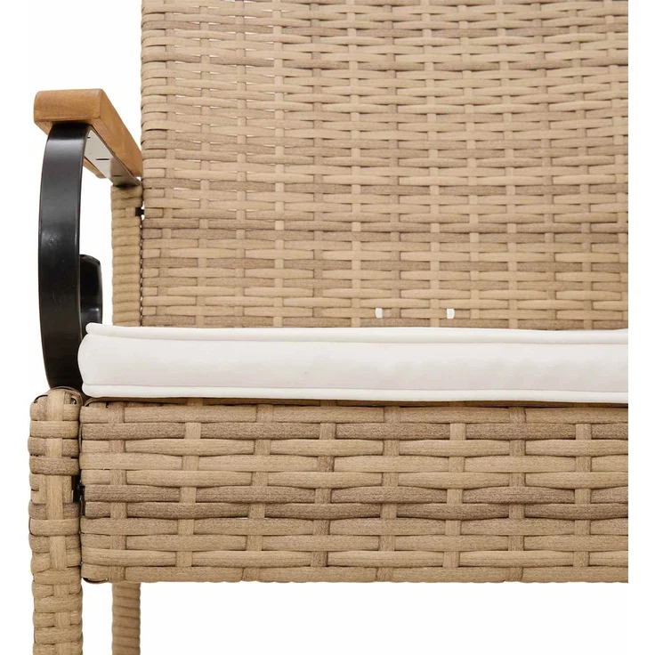 vidaXL Gartenstühle 4 Stk. Beige und Cremeweiß Poly-Rattan und Akazie 42025887 – Bild 10