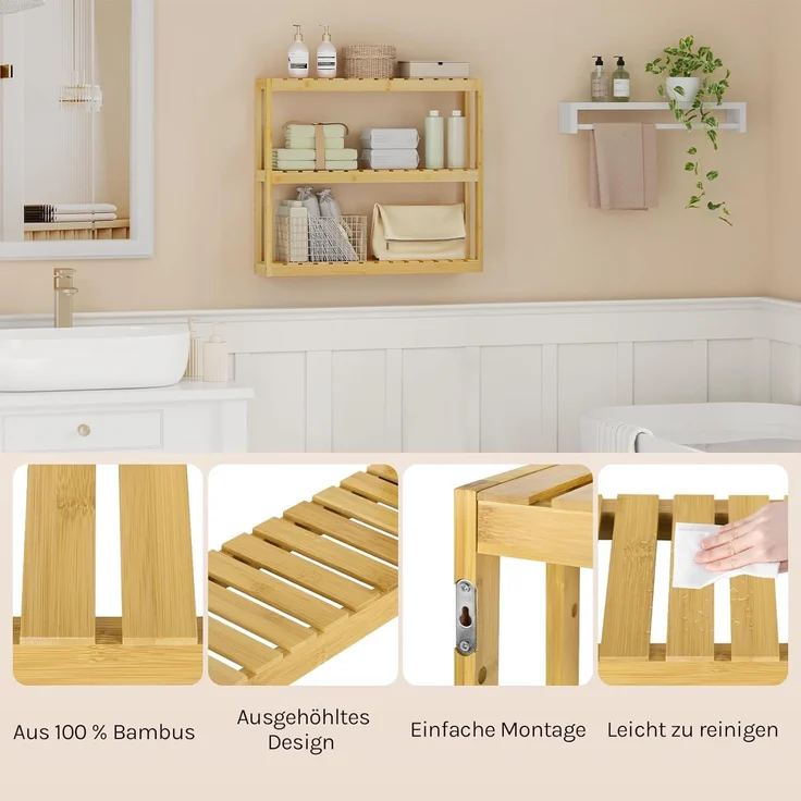 Woltu Standregal, 1-tlg, aus Bambus Badregal Kücheregal – Bild 6