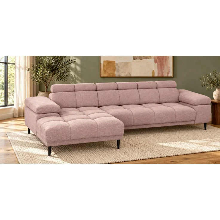Ecksofa Schlafsofa SENVELIO RELAX in Stoff Glam Altrosa Ottomane Links – Bild 1