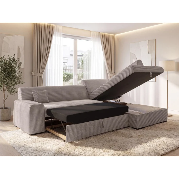 AX LIVING Couch für Wohnzimmer Lucera 260 cm Beige Schlafsofa R – Bild 3