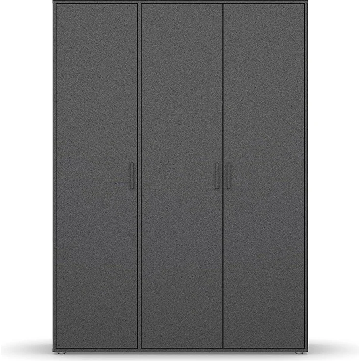 Rauch Möbel Voyager Schrank Kleiderschrank Drehtürenschrank, Graumetallic, 3-türig, inkl. 1 Kleiderstange, 4 Einlegeböden BxHxT 140x194x53 cm – Bild 6