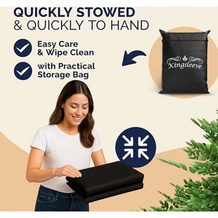 Kingsleeve Gartenmöbel-Schutzhülle, Wasserdicht und Winterfest, Abdeckplane für Sonnenliege, 200x75x40/70 cm, Schwarz – Bild 8