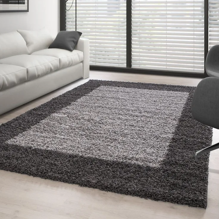 Carpettex Hochflor-Teppich Bordüre Design, Rund, Höhe: 30 mm, Teppich Wohnzimmer Bordüre Design Shaggy versch. farben und größen
