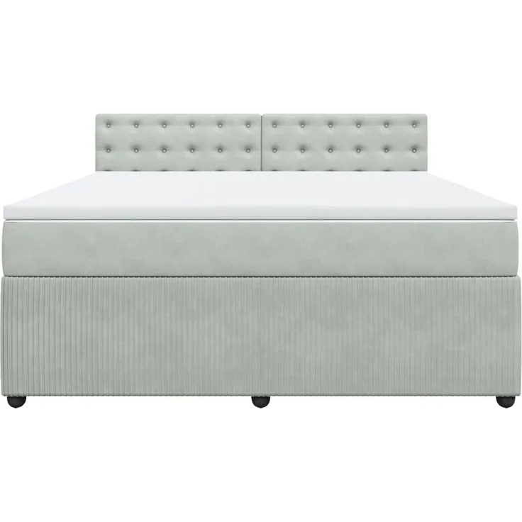 vidaXL Boxspringbett mit Matratze Hellgrau 180x200 cm Samt 3290118 – Bild 6