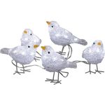 LED Lichterkette Acryl Vögel - 5 Leuchtfiguren - 40 kaltweiße LED - Trafo - für Außen