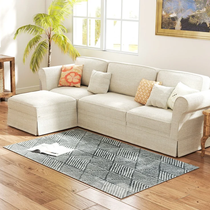 Teppich Wohnzimmerteppich im Modern Stil, waschbarer Flächenteppich 150 x 80 cm Dunkelgrau--Dunkelgrau--1.5x120x170cm--CHENHAONING – Bild 2
