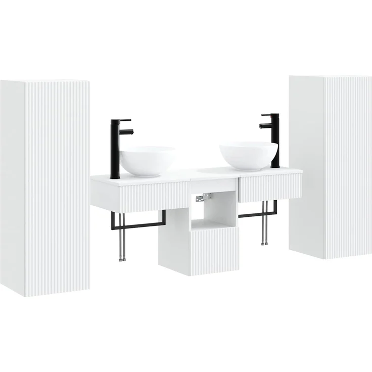 vidaXL Badezimmerschrank-Set 5 stk. Weiß 33 x 34,5 x 100 cm 3405963 – Bild 2