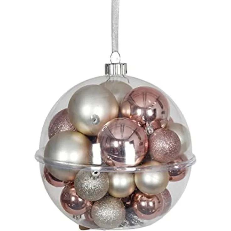 Weihnachtsbaumkugeln 4-6cm 30-teiliges Set Baumschmuck Christbaumkugeln beige