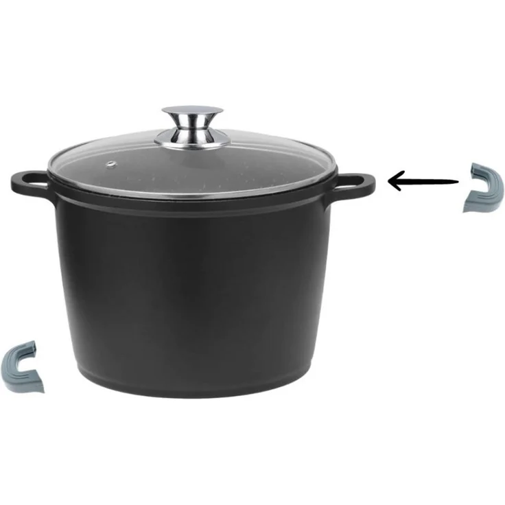Tiefer Kochtopf mit Glasdeckel & Silikongriffe, ø32 cm - 15 L - Antihaft – Bild 2