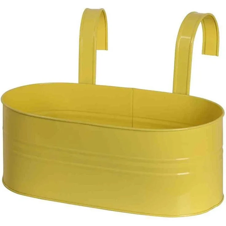 Blumenkasten oval, gelb, 39 x 16,5 x 14,5 cm Stahlblech, mit fest montierten Haltern