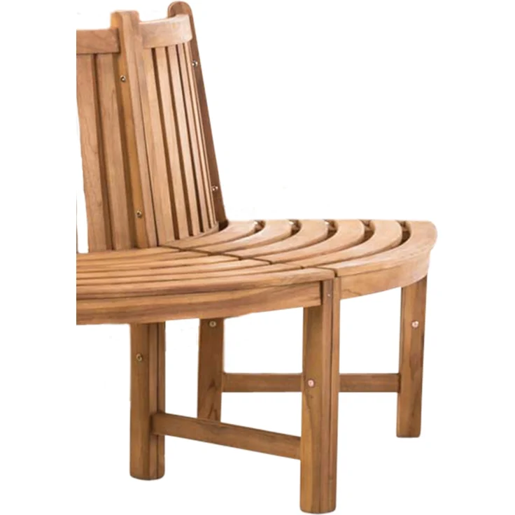 Baumbank VEGAD - Holz Teak 200x100x90 cm | Halbrunde Sitzbank Mit Lehne Baumbank Gartenbank Für Baum – Bild 3