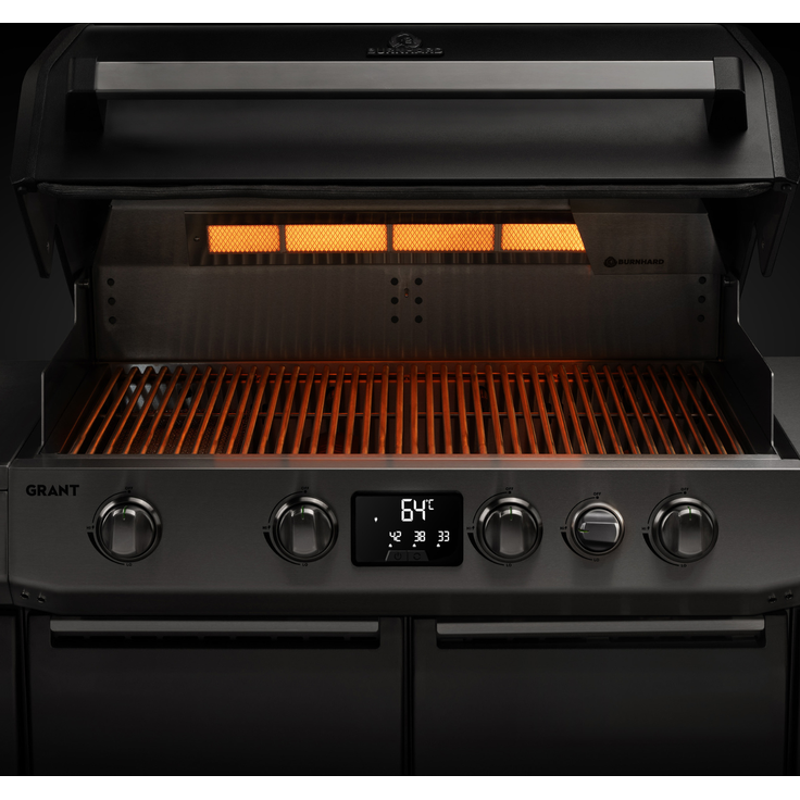 BURNHARD® Gasgrill 4-Brenner BBQ mit Infrarot-Heckbrenner & Seitenkochfeld - Schwarz - #946918 – Bild 9
