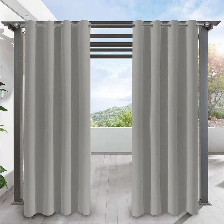 LMaxhome Outdoorvorhang Outdoor Vorhang wetterfest mit Ösen, Sichtschutz & Wärmeschutz (2 St), 132 cm breit, wasserabweisend, für Terrasse, Balkon & Pavillon