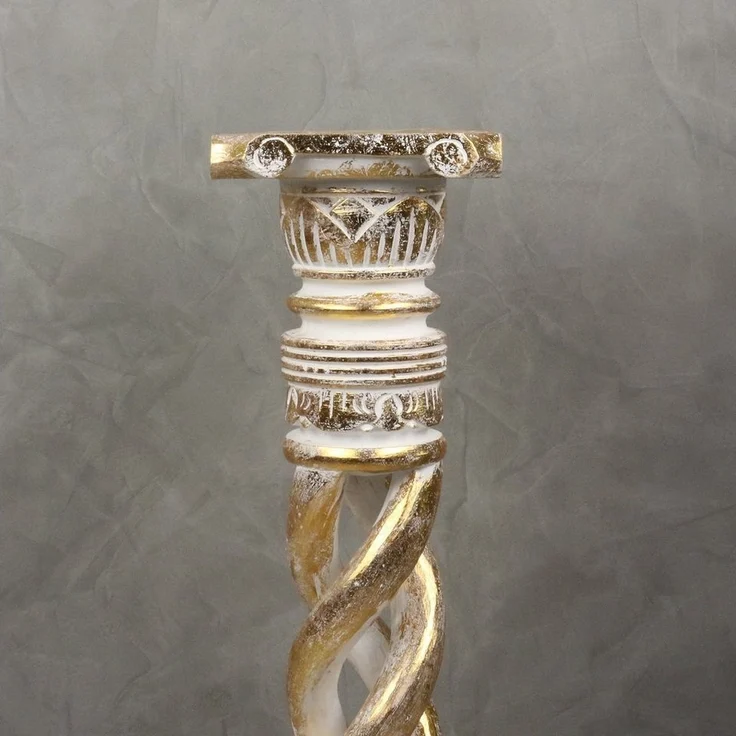 Oriental Galerie Blumenhocker Gedrehte Säule Antik Gold 60 cm klein (1 St) – Bild 3