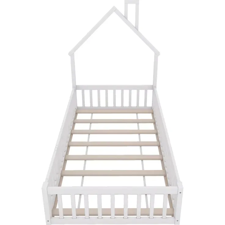 Hausbett mit Lattenrost und Rausfallschutz, 90x200 cm, Kinderbett, Jugendbett, Kiefer – Bild 6