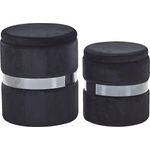 Pouf Samtstoff mit Stauraum schwarz 2er Set DORIS