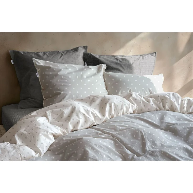 Zo! Home Cotton Bettwäsche 155x220 Punta di Cotone Stone Grey Punkte silber – Bild 4