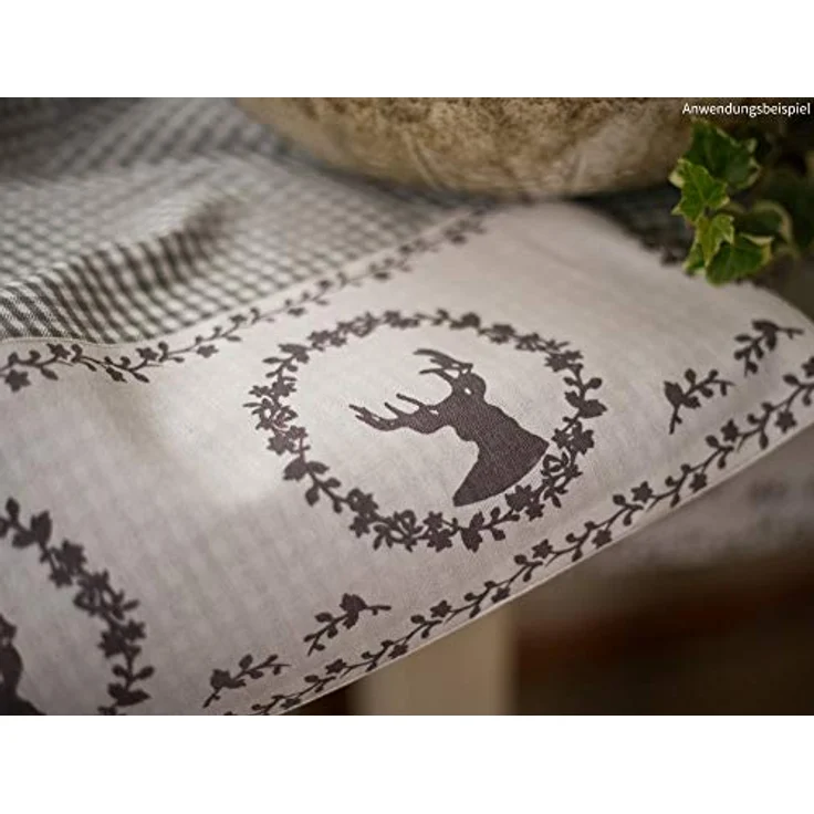 matches21 HOME & HOBBY Vorratsdose Brotkorb aus Stoff RESI Grau, kariert mit Hirsch Druck, in 20x20 cm, Textil, (1-tlg), Wiederverwendbar & Waschbar bis 30 Grad – Bild 6