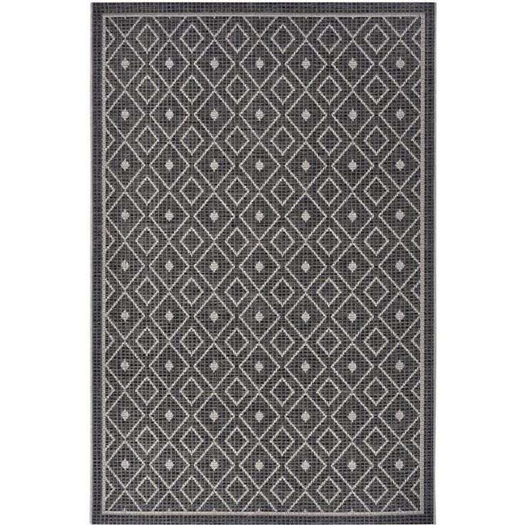 Hanse Home Lahal Outdoor Teppich Wetterfest – Modernes Geometrisches Rauten Muster, Wasserfest robuster Aussenteppich Flachgewebe für Garten, Balkon, Terrasse, Wohnzimmer – Grau Beige, 155x235 cm – Bild 2
