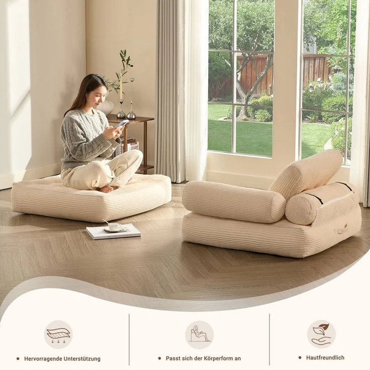 LITBIRD Schlafsofa faltbar, 4-in-1 Multifunktionssofa, Sitzsack-Sofa, Relaxsessel, 1 Teile, Spielsofa & Gästebett für kleine Räume – Bild 4