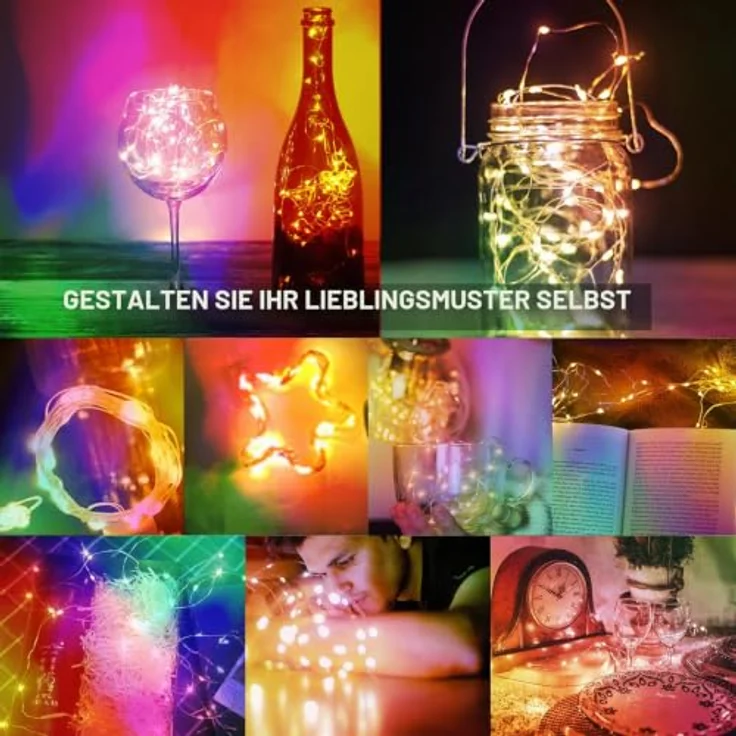 Jsdoin LED Mini Lichterkette mit Batterie, 12x20er Micro Lichterkette außen Batterie, 2M DIY kleine Lichterketten Wasserdicht für Party Hochzeit Weihnachten Beleuchtung Deko (Mehrfarbig) – Bild 4