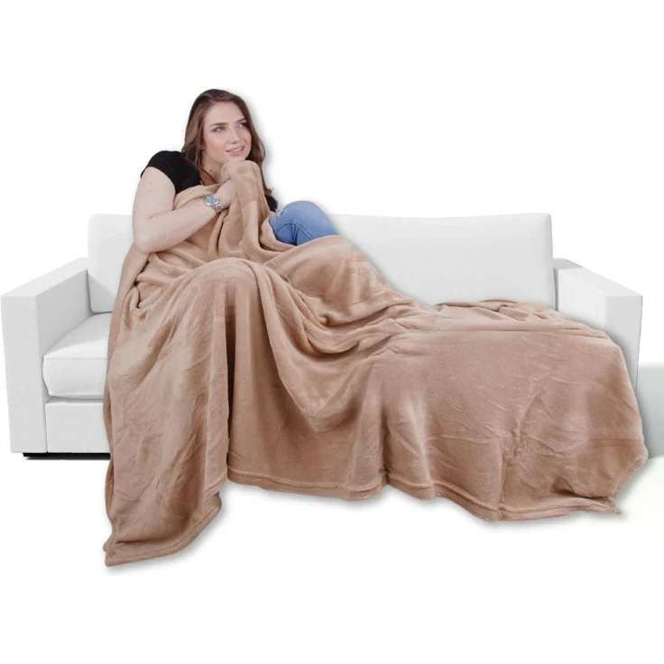 Kuscheldecke supersofte Tagesdecke vielseitig verwendbare Microfaser-Decke, flauschig und anschmiegsam in vielen verschiedenen modischen Farben erhältlich (beige - creme / 220x240 cm) – Bild 1