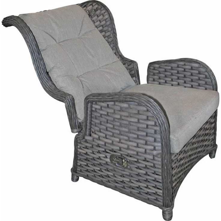 Verstellbarer Polyrattan Comfort Relax Ohrensessel Gartensessel Polster Hocker – Bild 2
