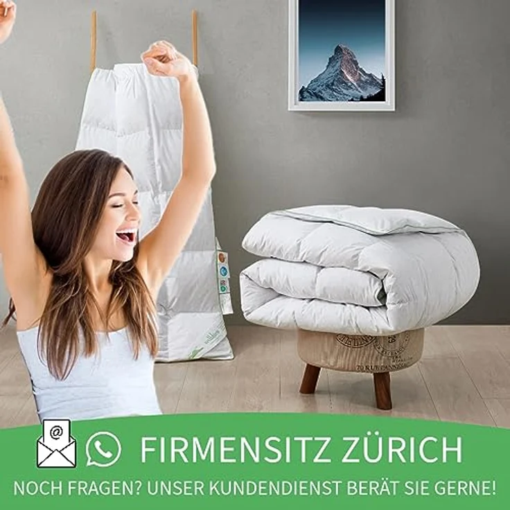 Welldora Komfort Bettdecke 200x200 | 100% Extraweiche Federn & Daunen | Fachärztlich geprüft, Oeko-Tex, Allergiker | RDS Zertifiziert für Tierwohl | Ganzjahres Federbett Daunendecke 200x200 – Bild 10