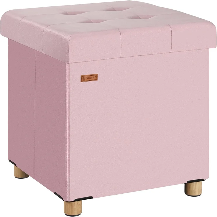 CASARIA® Sitzhocker mit Stauraum, Samt, rosa – Bild 1