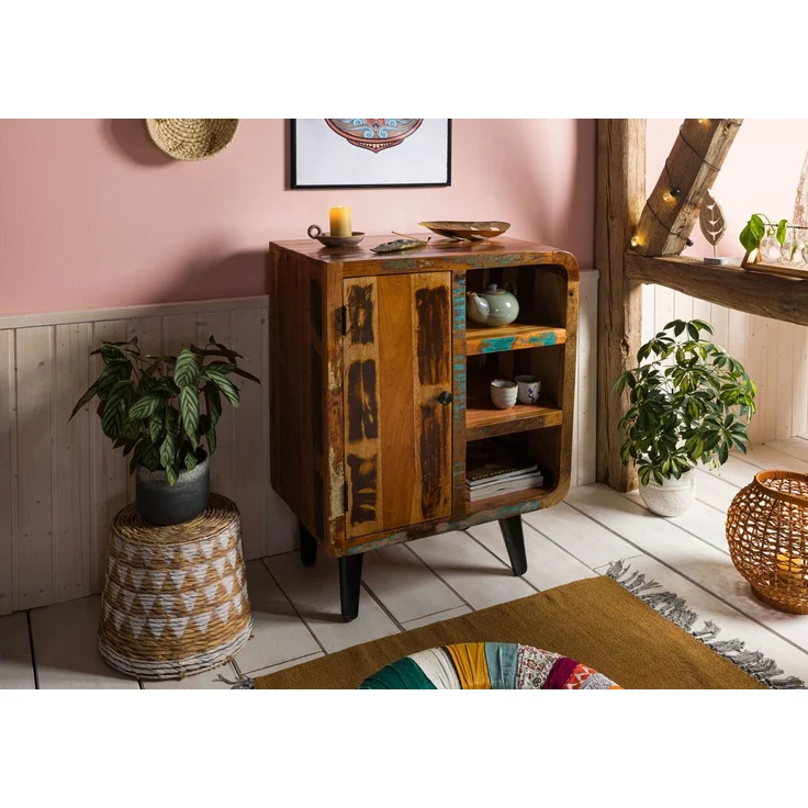 Kommode Altholz 70x44x90 mehrfarbig lackiert SIXTIES #103 – Bild 3