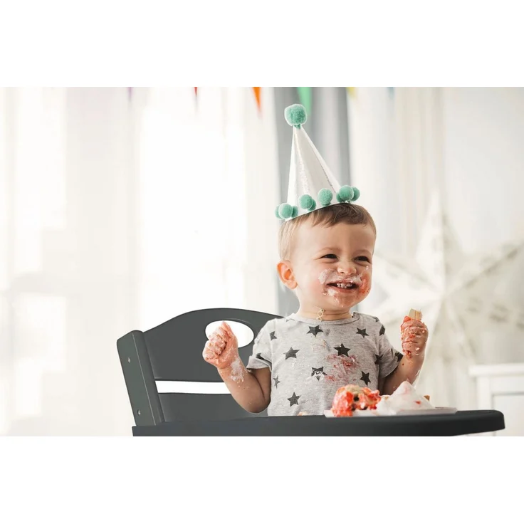 BabyGO Family Newborn Set Wippe Hochstuhl Kinderhochstuhl grau weiß – Bild 2