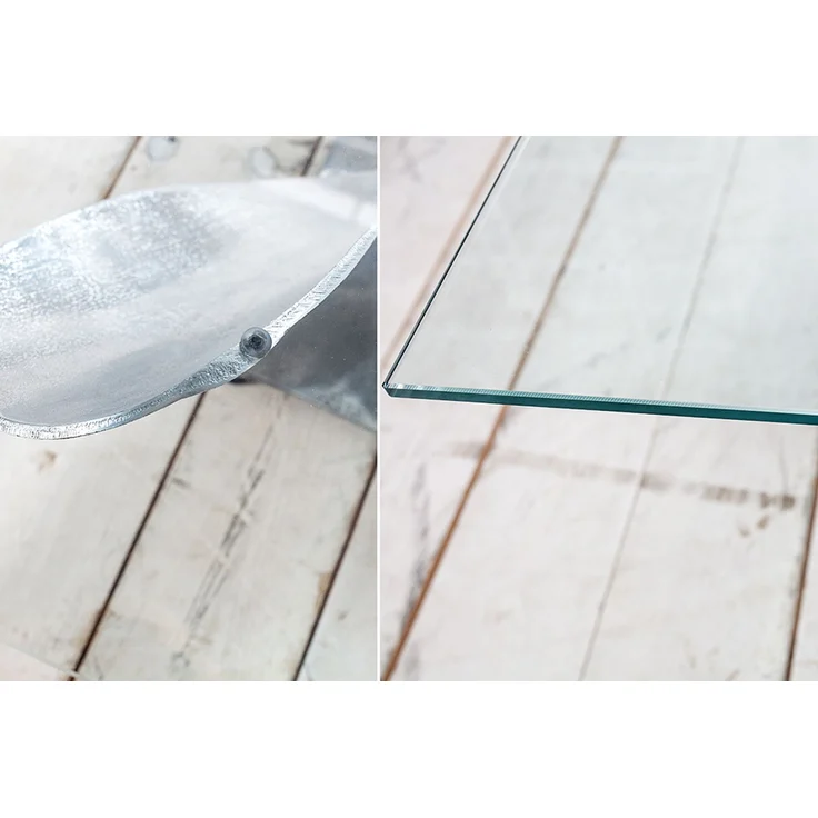 Design Couchtisch ELICA 80cm silber Aluminium Schiffsschraube Maritim Glasplatte – Bild 6