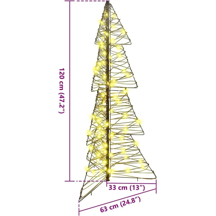 vidaXL Weihnachtsbaum Warmes Weiß 120 cm Rattan 100 LEDs 42019220 – Bild 10