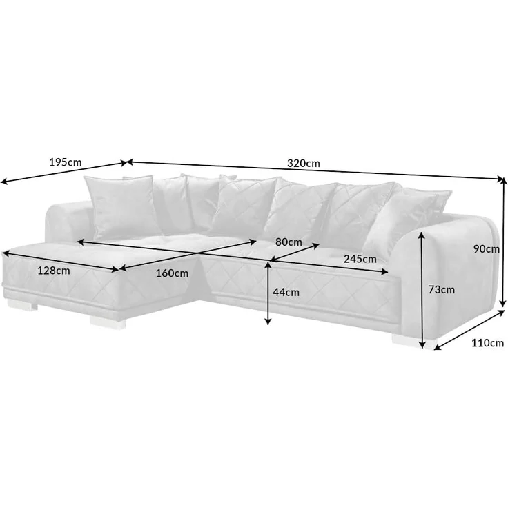 riess-ambiente Ecksofa DECADENCIA 320cm silbergrau · XXL Couch aus Samt inkl. 8 Kissen, Einzelartikel 1 Teile, Big-Sofa in L-Form · Ottomane beidseitig montierbar · Modern Design – Bild 3