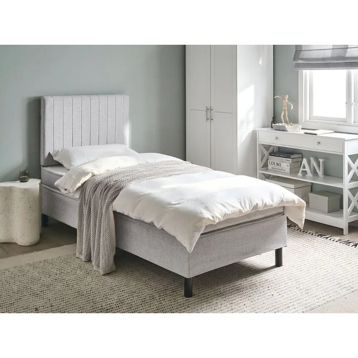 Boxspringbett Stoff COUNTESS 90x200 cm Hellgrau – Bild 3