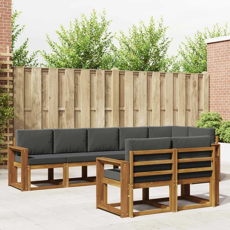 vidaXL Outdoor-Sofagarnitur mit Kissen 8 pcs Natur und Anthrazit 3366575 – Bild 1