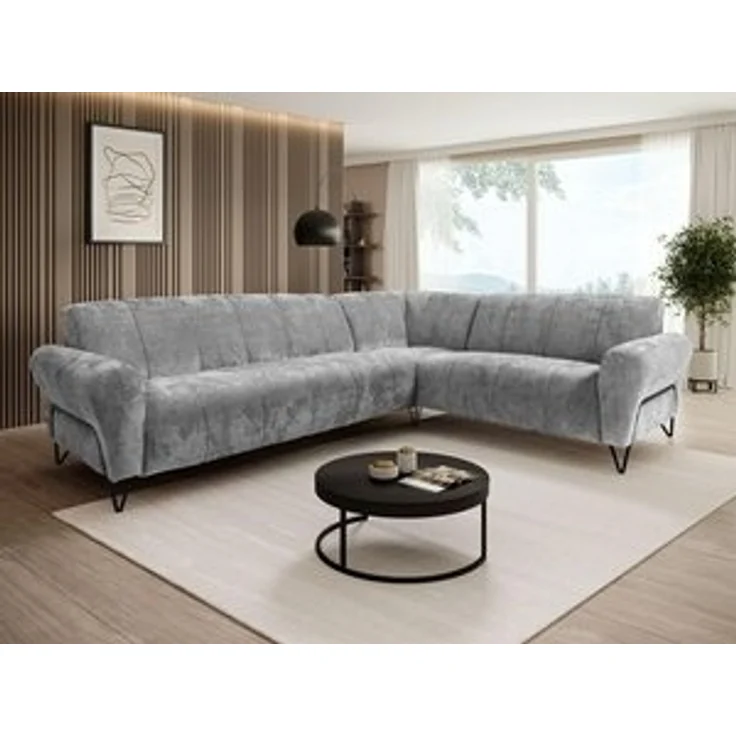Beautysofa Ecksofa mit Metallbeine in schwarzer VOLARE L, mit höchstem Sitzkomfort, ohne Schlaffunktion – Bild 6